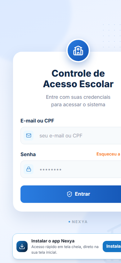 Controle de Acesso Escolar — no celular