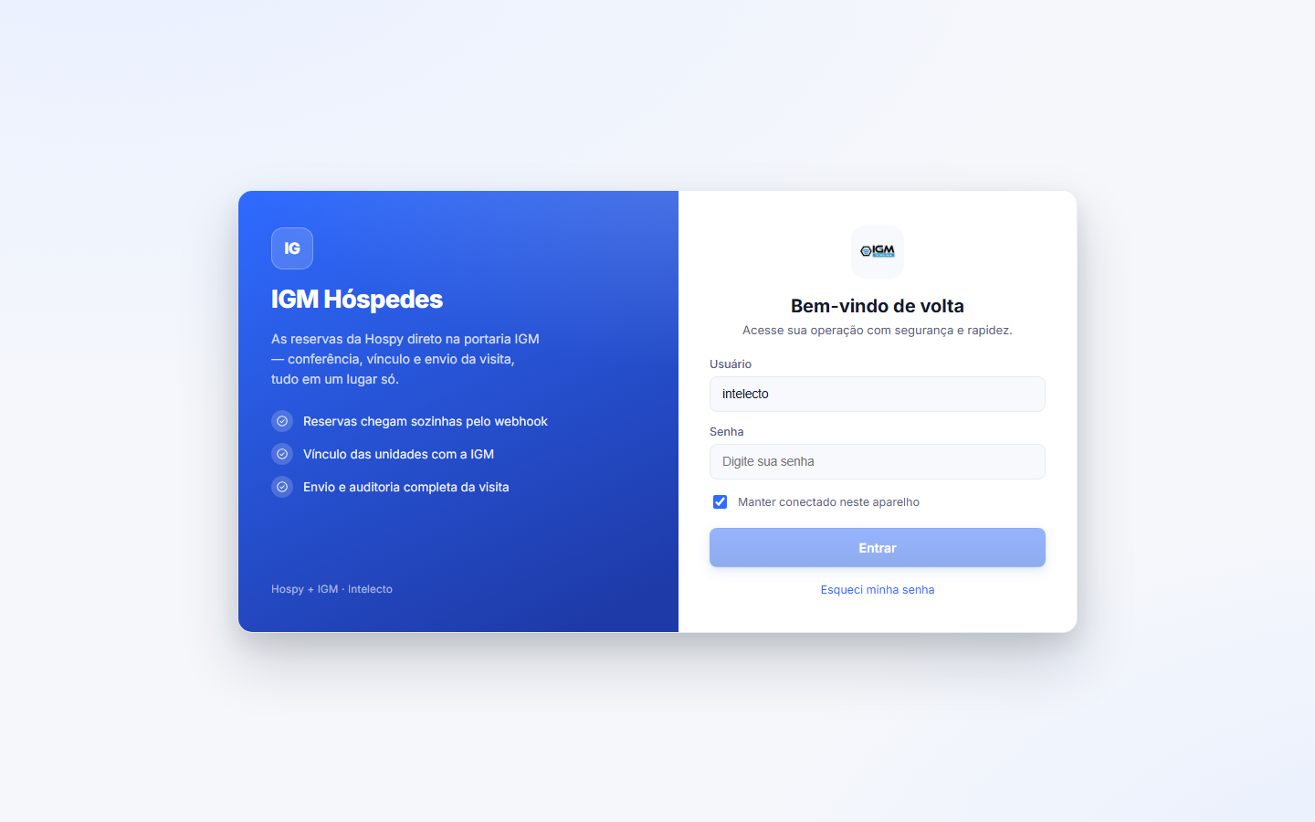 IGM — hóspedes e reservas